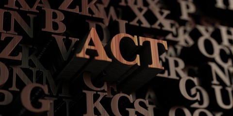 Act - Wooden 3D rendered letters/message.  Can be used for an online banner ad or a print postcard.