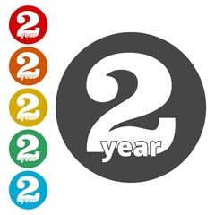 Two years sign, Two years icon