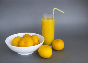 Tangerines on gray background