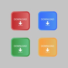 Set of Rounded Square Download Button