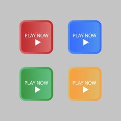 Set of Rounded Square Play Now Button