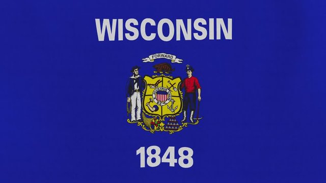 Loopable: Wisconsin flag...Flag of state Wisconsin waving in the wind...Seamless loop...Made from ultra high-definition original with detailed fabric texture.
