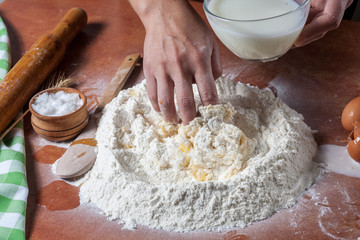 Baker prepared flour for baking