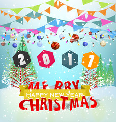 Happy new year 2017 and merry christmas