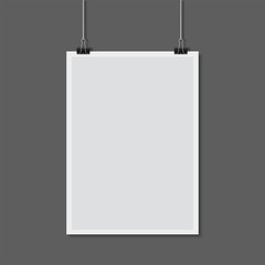 white paper hanging on background.