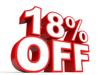 Discount 18 percent off. 3D illustration on white background.