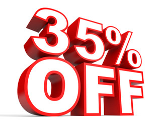 Discount 35 percent off. 3D illustration on white background.