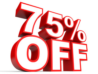 Discount 75 percent off. 3D illustration on white background.