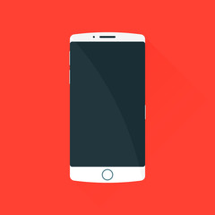 Smartphone. Vector icon. Red background