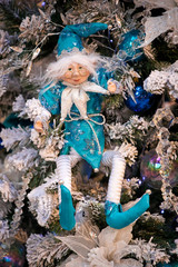 Green New Year tree decorated