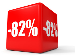 Discount 82 percent off. 3D illustration on white background.