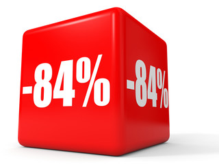 Discount 84 percent off. 3D illustration on white background.
