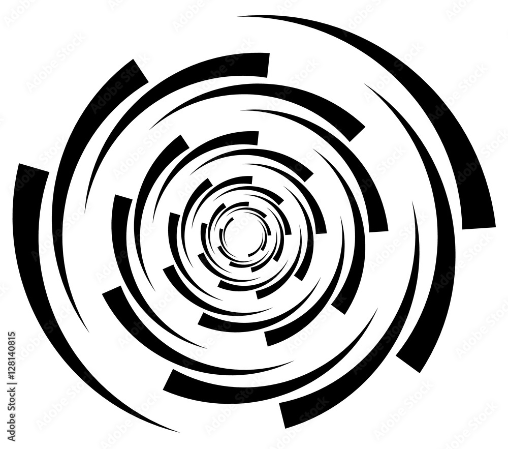 Fototapete Circular element with random radiating lines. Radial circles spi