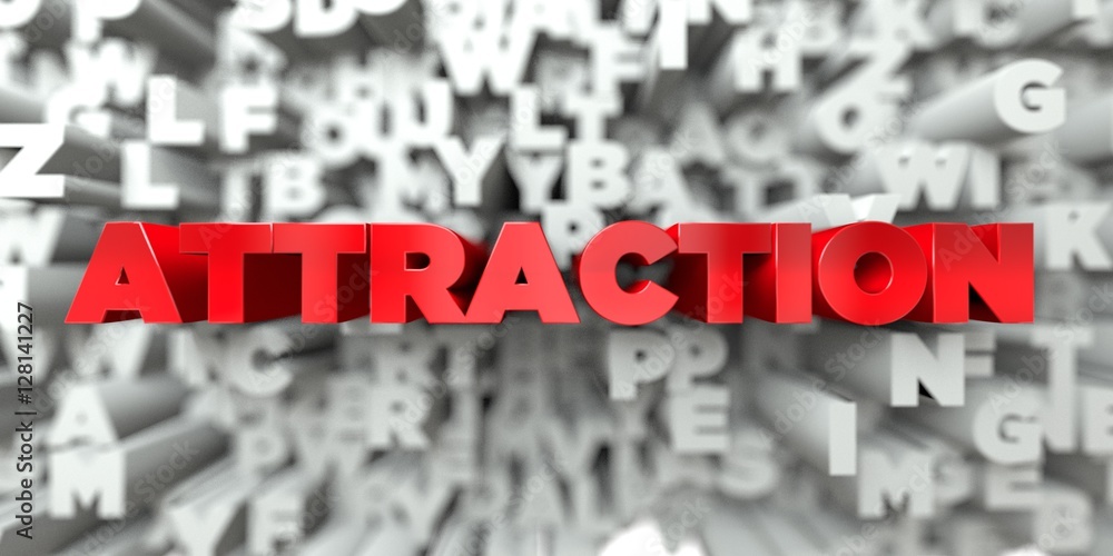 Fototapete attraction - red text on typography background - 3d rendered royalty free stock image. this image ca