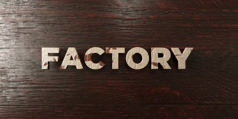 Factory - grungy wooden headline on Maple  - 3D rendered royalty free stock image. This image can be used for an online website banner ad or a print postcard.