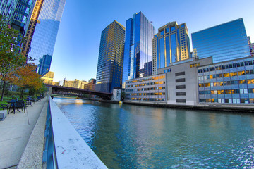 Fototapeta premium Chicago fish-eye Optik Wolkenkratzer