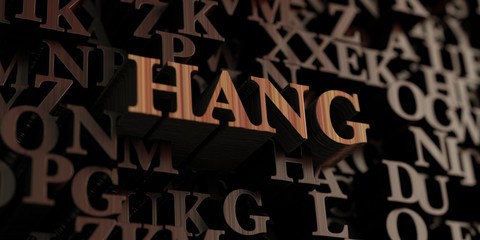 Hang - Wooden 3D rendered letters/message.  Can be used for an online banner ad or a print postcard.