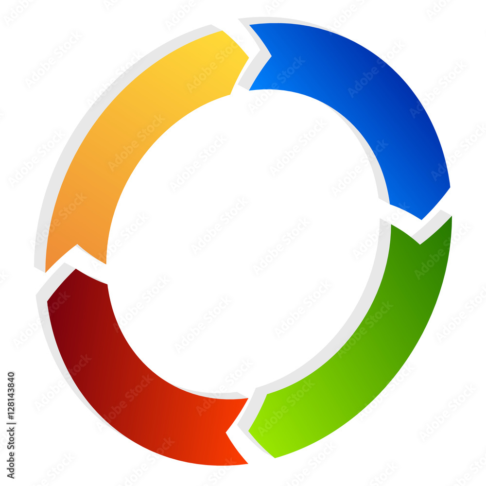 Aufkleber Segmented circle arrow. Circular arrow icon. Process, progres, r