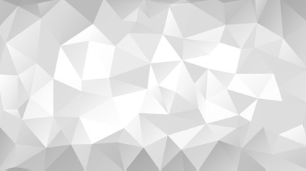 Fototapeta premium An abstract geometric background featuring a low-poly pattern of interlocking white and gray triangles with a faceted, 3D effect.