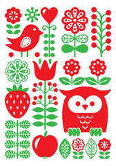 Finnish inspired folk art pattern - Scandinavian, Nordic style  