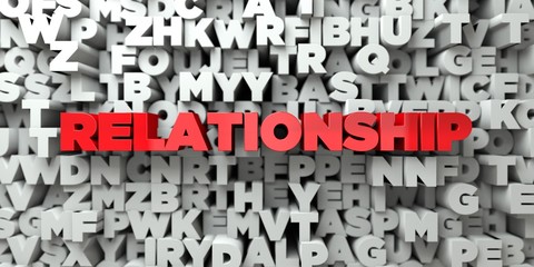 RELATIONSHIP -  Red text on typography background - 3D rendered royalty free stock image. This image can be used for an online website banner ad or a print postcard.