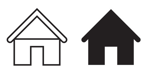 Simple flat double house icon, grayscale on white background