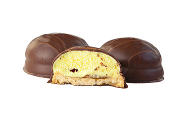 delicious fresh French soufflé on white background