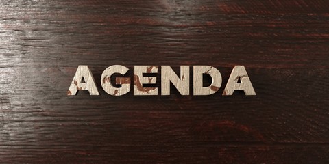 Fototapeta premium Agenda - grungy wooden headline on Maple - 3D rendered royalty free stock image. This image can be used for an online website banner ad or a print postcard.