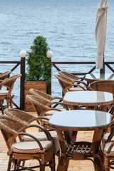 little table in cafe in summer day
