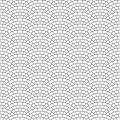 Black and white pavement stone road seamless pattern, vector background