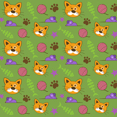 Vector pattern. Background with a cat.
