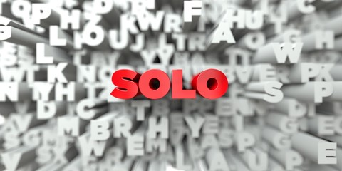 SOLO -  Red text on typography background - 3D rendered royalty free stock image. This image can be used for an online website banner ad or a print postcard.