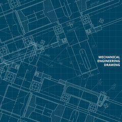 Mechanical Engineering drawing. Engineering Drawing Background. Vector.