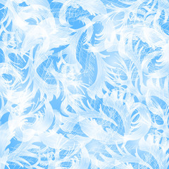 Vector frost glass pattern. Winter blue background.