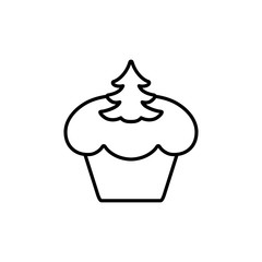 cake cupcake sweet baked biscuit dessert line icon black and whi