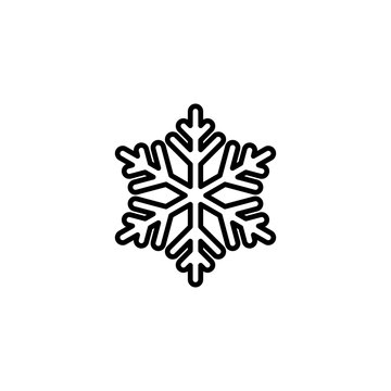 snowflake snow freeze winter thin line outline icon black on whi