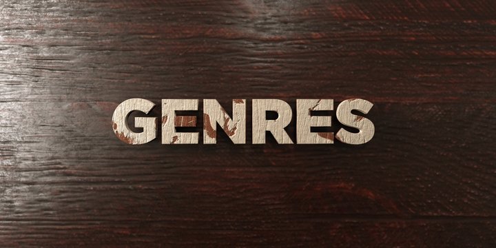 Genres - grungy wooden headline on Maple  - 3D rendered royalty free stock image. This image can be used for an online website banner ad or a print postcard.
