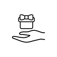 gift in hand arm giving line icon
