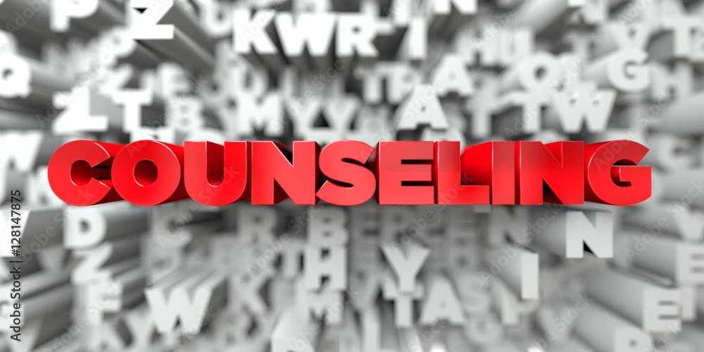 Fototapete counseling - red text on typography background - 3d rendered royalty free stock image. this image ca