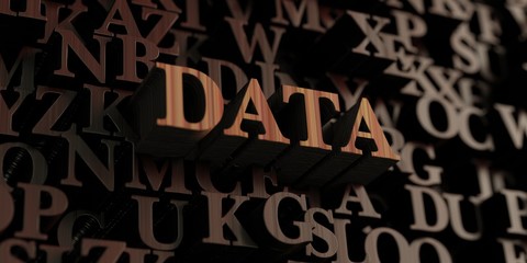 Data - Wooden 3D rendered letters/message.  Can be used for an online banner ad or a print postcard.