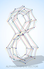 Vector illustration of a Multicolor sketched 8. Hand drawn 3D 8.