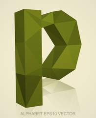 Abstract Khaki 3D polygonal P with reflection. EPS 10 vector.