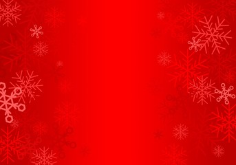 Naklejka na ściany i meble Red Christmas background with colorful snowflakes on the walls and light reflections. Light illuminating background
