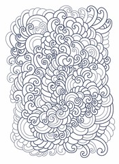 Coloring book page. Monochrome vector illustration. Swirls pattern. Doddle drawing.