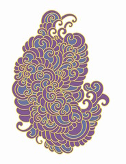 Asian ethnic doodle swirls pattern . Design element isolated. Vector illustration hand drawn.