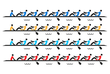 Rowing race eights.  Stylized drawing eights rowing race.Vector available. © jiris