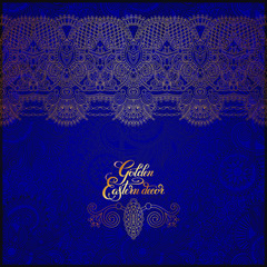 floral golden eastern decor with place for your text, paisley pa