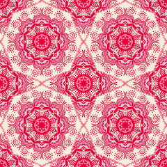 Seamless pattern with mandalas in beautiful colors for your design. Vector ornaments, background