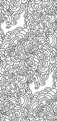Swirls seamless background pattern. Monochrome vector illustration hand drawn. Wrapping paper, fabric swatch.