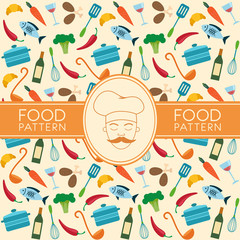 Cooking seamless vector pattern. Food on background.